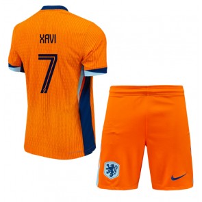 Netherlands Xavi Simons #7 Replica Home Stadium Kit for Kids Euro 2024 Short Sleeve (+ pants)